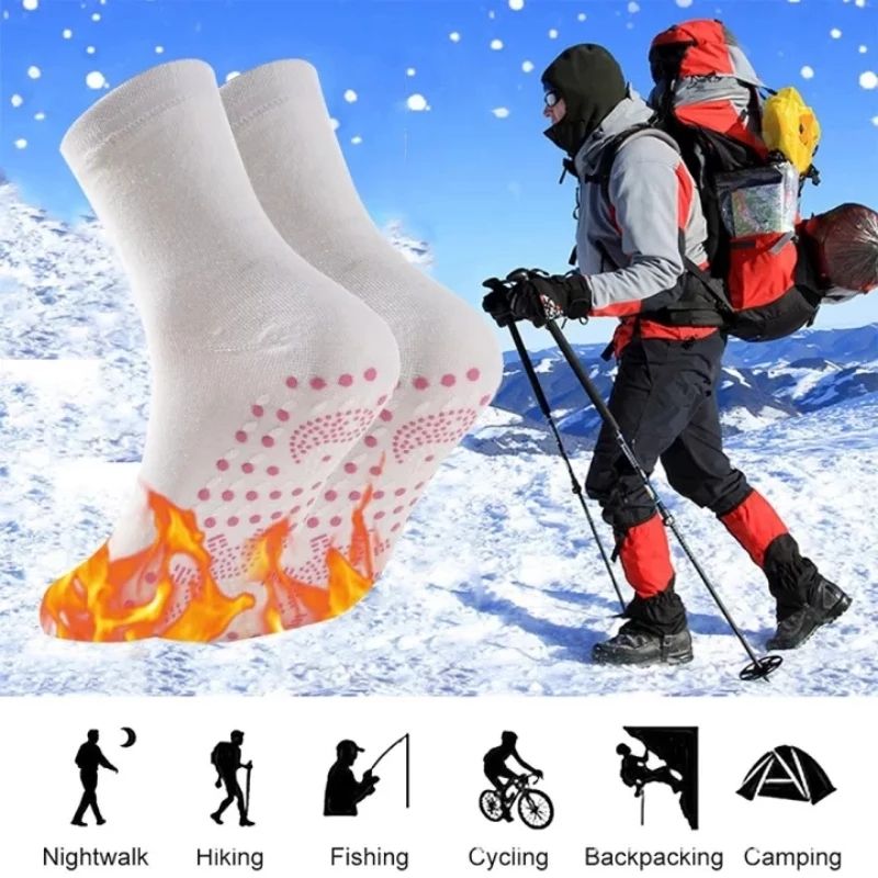 (Black)1 Pair Tourmaline Slimming Health Sock Winter Warm Thermal Self-Heating Sock Health Car SMA