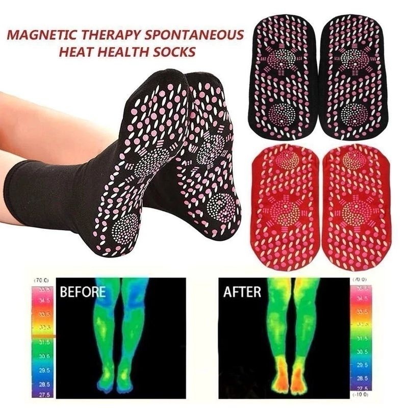 (Black)1 Pair Tourmaline Slimming Health Sock Winter Warm Thermal Self-Heating Sock Health Car SMA
