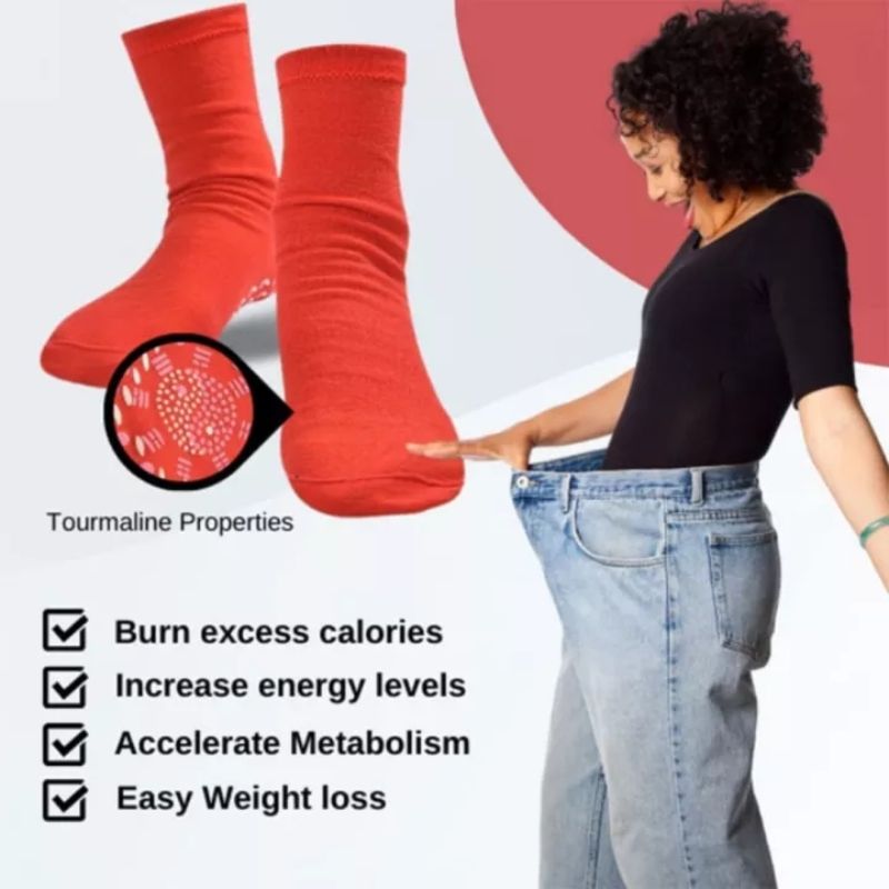 (Black)1 Pair Tourmaline Slimming Health Sock Winter Warm Thermal Self-Heating Sock Health Car SMA