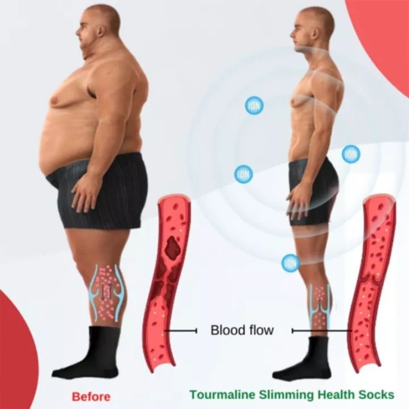 (Black)1 Pair Tourmaline Slimming Health Sock Winter Warm Thermal Self-Heating Sock Health Car SMA
