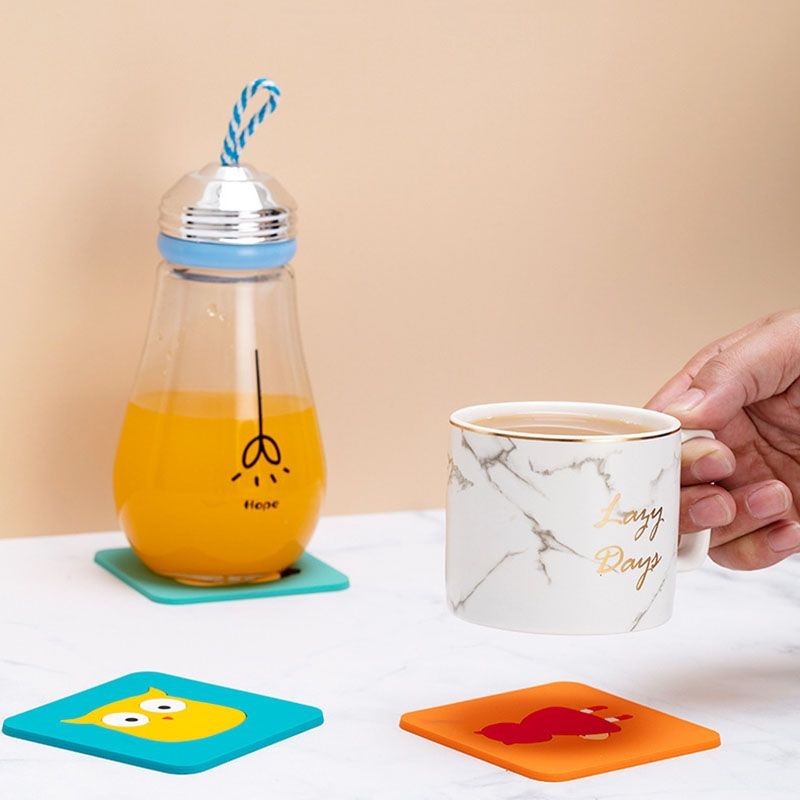 10 PCS Anti-scald And Heat-resistant Placemats Home Waterproof And Oil-proof Table Mats Silicone Coasters, Size:Small, Style:Bunny