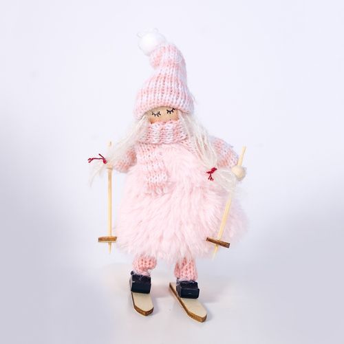 Doll 2 PCS Christmas Wool Plush Ski Girl Doll Ornament