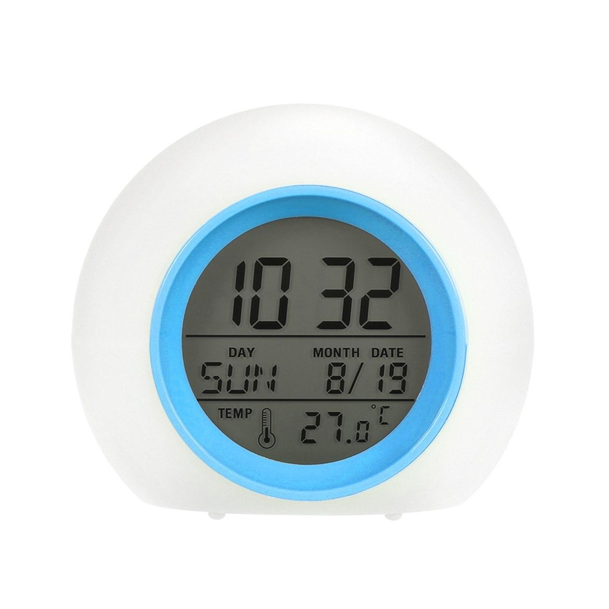 Digital Alarm Clock, 7 Color Night Light, Snooze, Temperature Detect for Kids, Boys and Girls Sleep Timer LED Display, 5 Ringing Tones Options (Blue)
