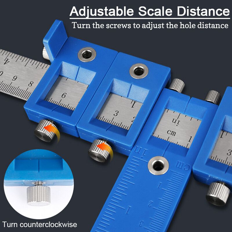 Punch Adjustable Drill Guide Woodworking Sleeve Cabinet Hardware Jig Drawer Pull Wood Drilling Dowelling Carpenter Tool Kit