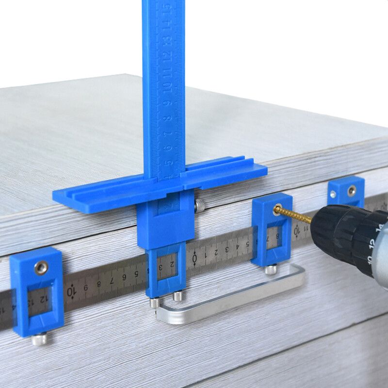 Punch Adjustable Drill Guide Woodworking Sleeve Cabinet Hardware Jig Drawer Pull Wood Drilling Dowelling Carpenter Tool Kit