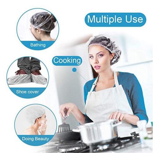 25 Pcs Clear Disposable Shower Caps-Hotel,Spa,Bath,Cooking