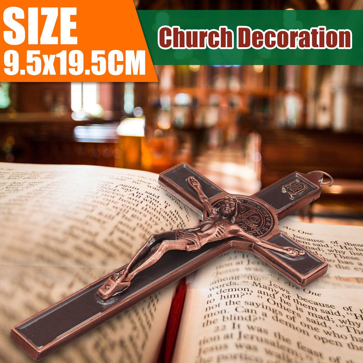 Antique Jesus INRI Catholic Altar Standing Religious Crucifix Cross Decor Deep Coffee