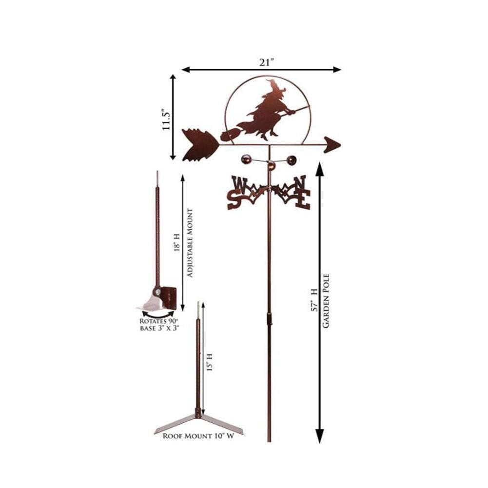 Witch Weather Vane Stainless Steel Spray Paint Gardening