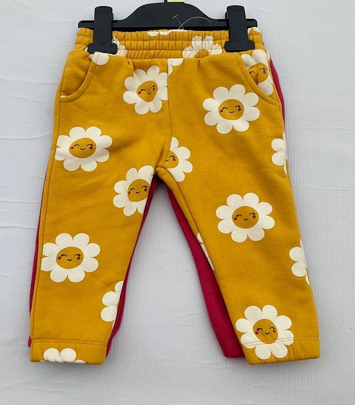 Baby Girl Plain Pink & Sunflower Joggers -2 Pack