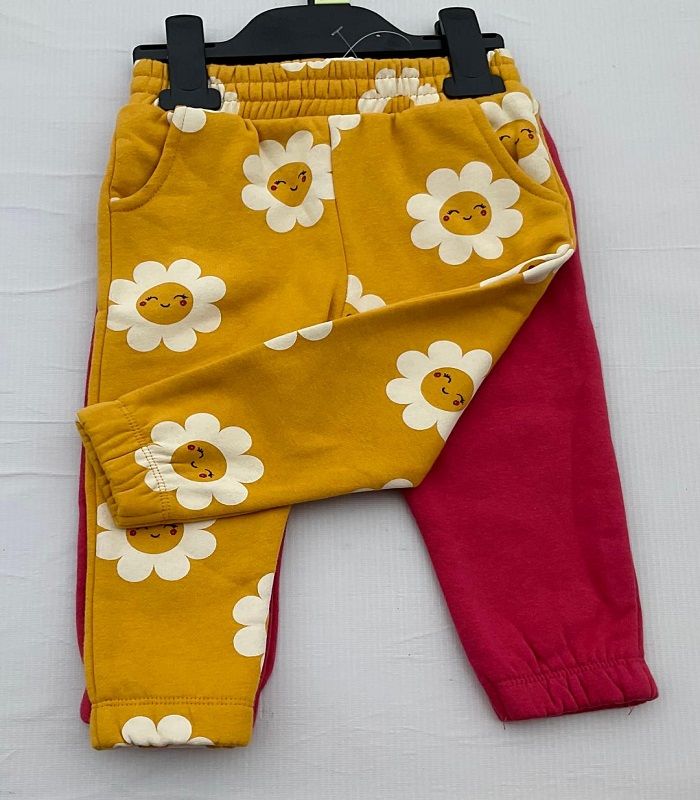 Baby Girl Plain Pink & Sunflower Joggers -2 Pack