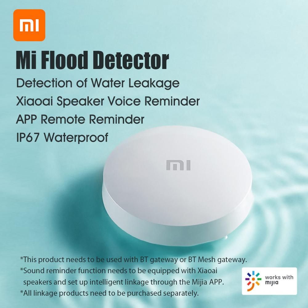 Xiaomi Water Sensor Smart App Leak and Drip Alert Leak Detector Flood Sensor Alarm BT Water Detector App Alerts Easy to Install Remote Waterproof Leak Sensor Used with Other Mi Smart Products Equipped with BT Mesh Gateway  SJ