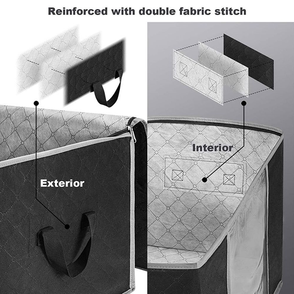 3PCS 60*43*35CM 90L Foldable Clothes Storage Bag Organizer