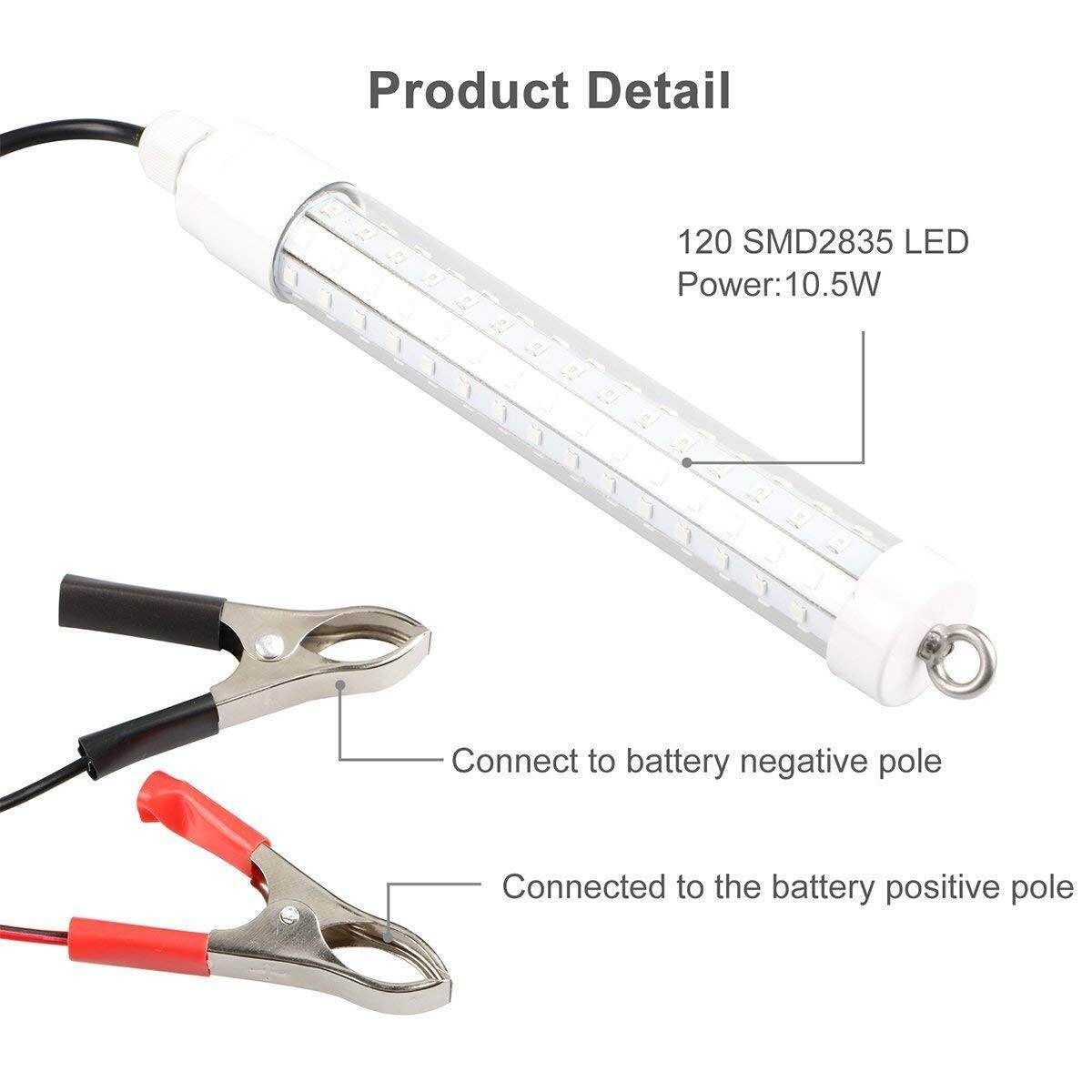 12V LED Green Underwater Fish Night Light Squid Lamp Bait Finder