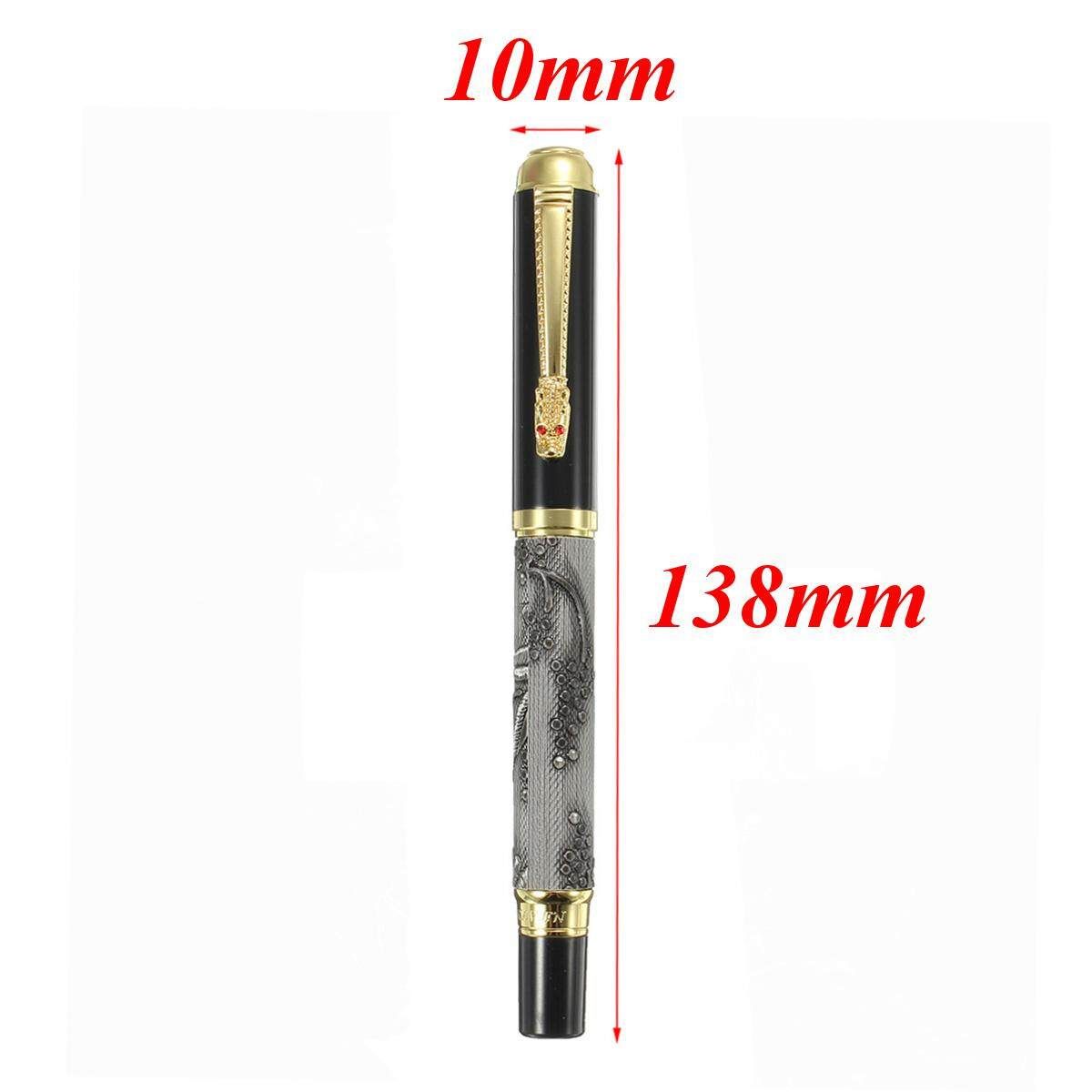 Fountain Pen Grey With Gold Dragon Clip Calligraphy Nib Fine Luxury Writing Pen Grey