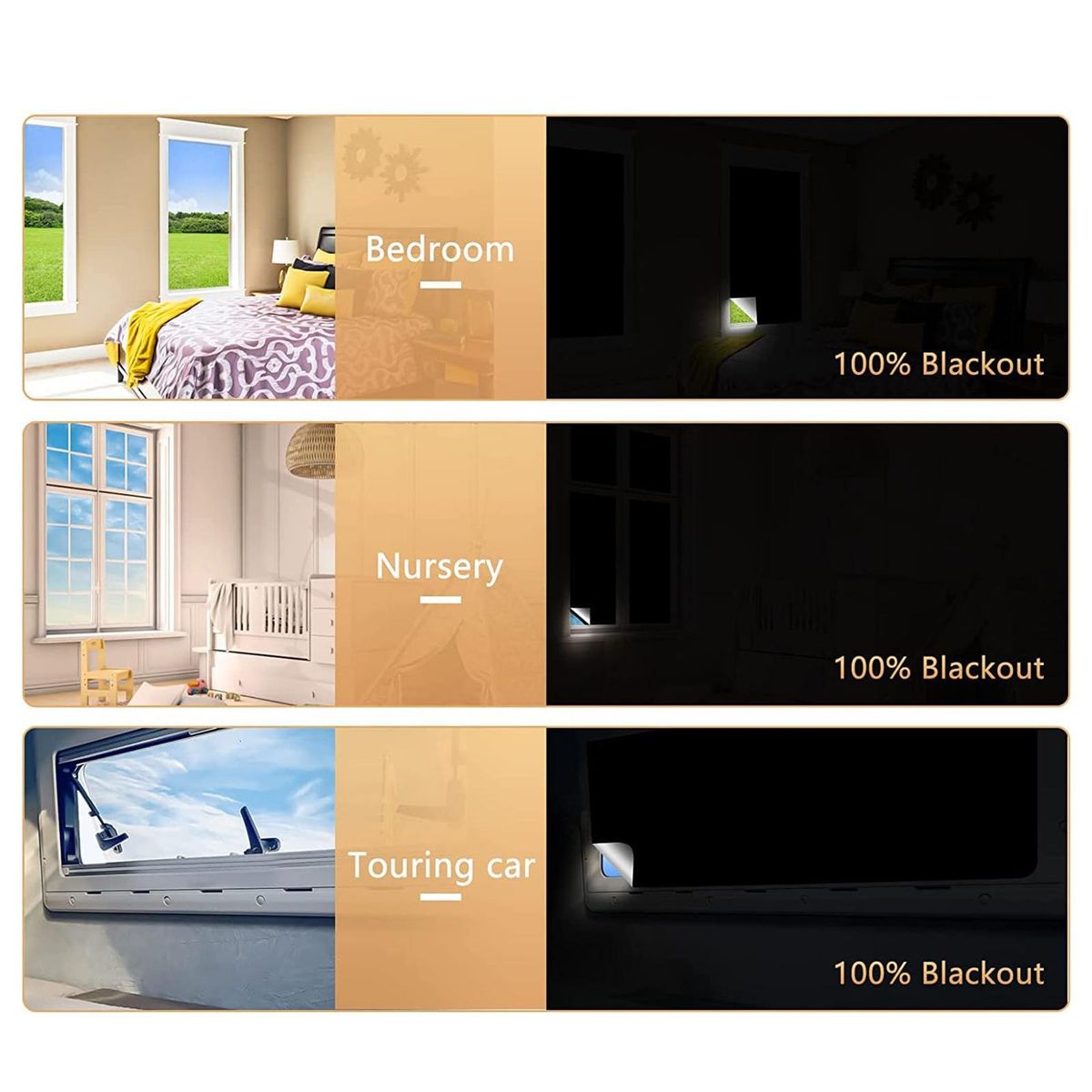 Portable Blackout Curtain Set Removable Travel Window Blind for Light