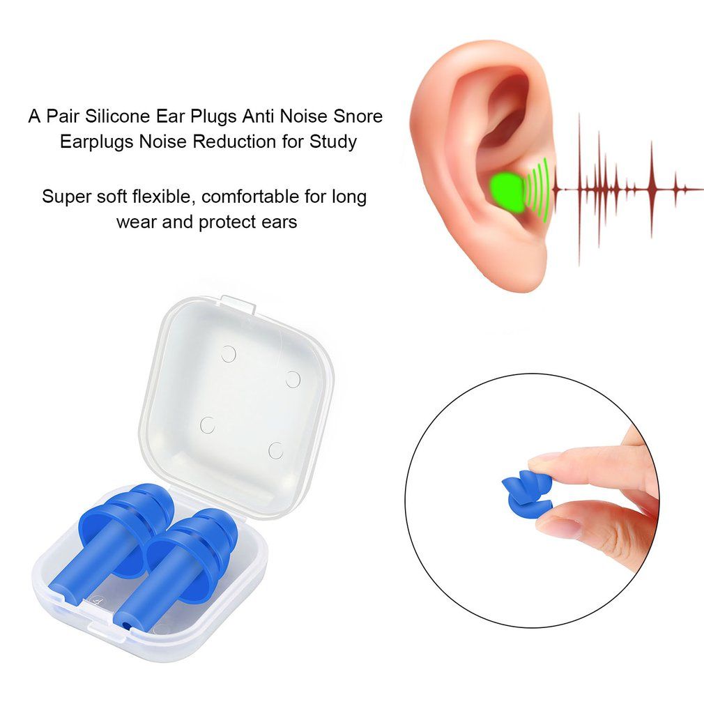 Silicone Anti Noise Snoring Earplugs - Blue