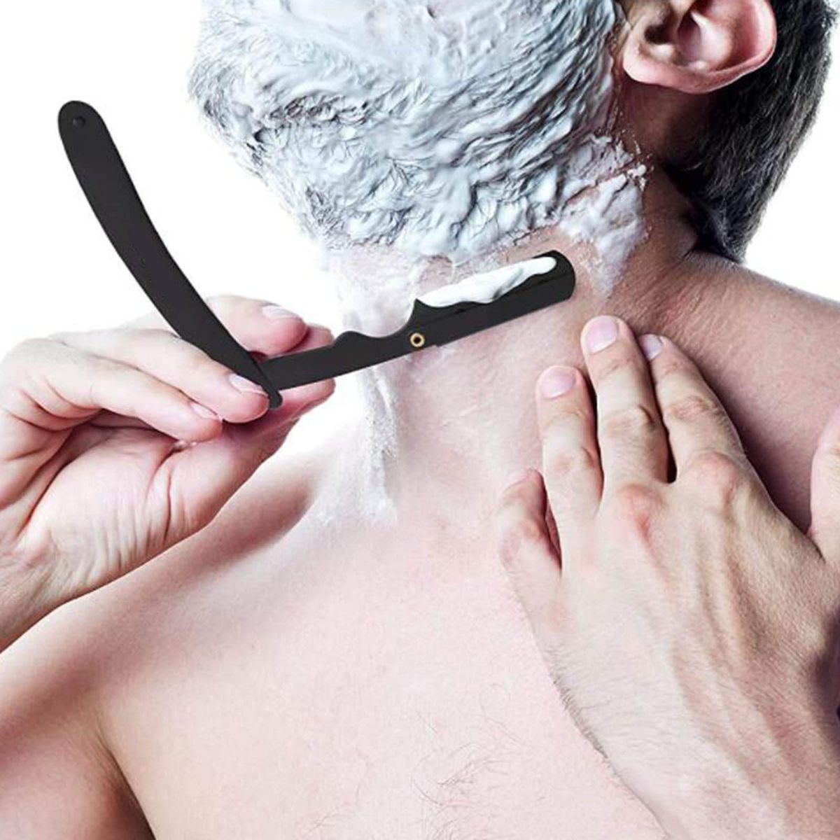 Stainless Steel Barber Straight Edge  Shaving With 100Pcs Black