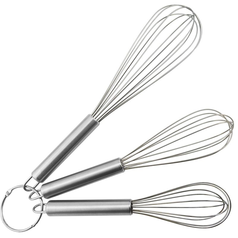 EHZ E Whisk Set 3PCS Stainless Steel Silicone E Beater Frothe Manual Mixer Kitchen Practical Cake Baking Utensil Tool Set