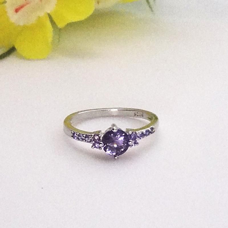 Luxury Women Faux Amethyst Inlaid Finger Ring-Purple