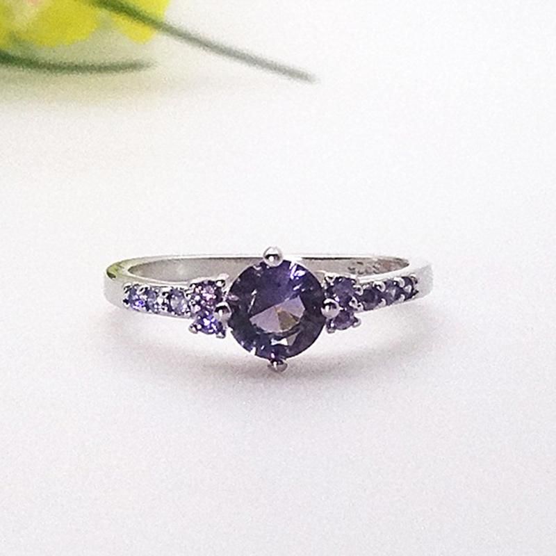Luxury Women Faux Amethyst Inlaid Finger Ring-Purple