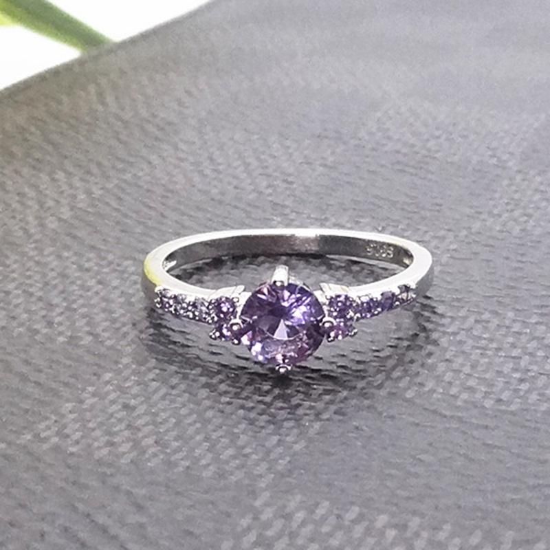 Luxury Women Faux Amethyst Inlaid Finger Ring-Purple