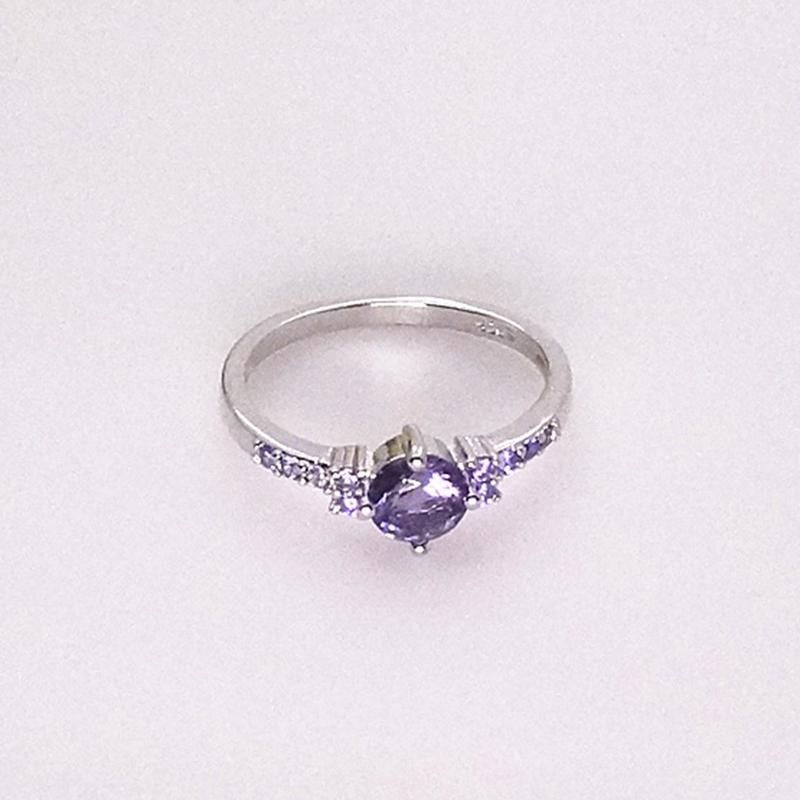 Luxury Women Faux Amethyst Inlaid Finger Ring-Purple