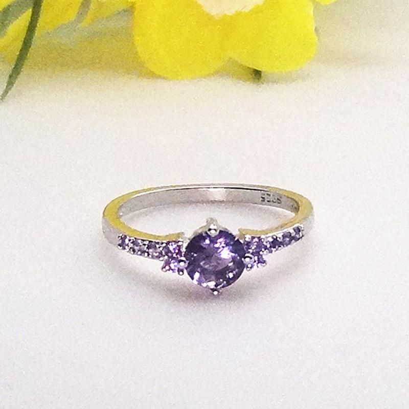 Luxury Women Faux Amethyst Inlaid Finger Ring-Purple