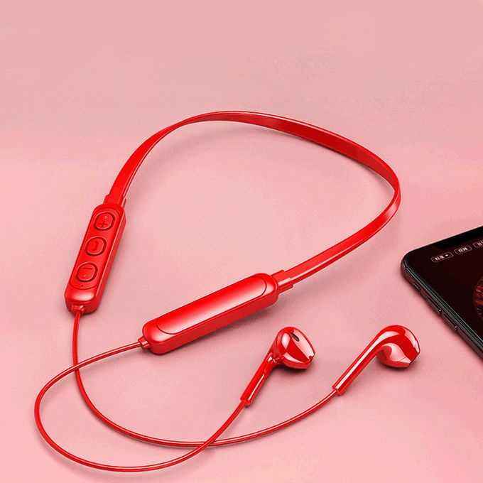 Neck Hanging Wireless Earbud Bluetooth Headset Earphone Red