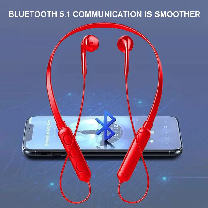 Neck Hanging Wireless Earbud Bluetooth Headset Earphone Red