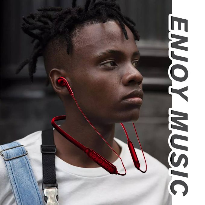 Neck Hanging Wireless Earbud Bluetooth Headset Earphone Red