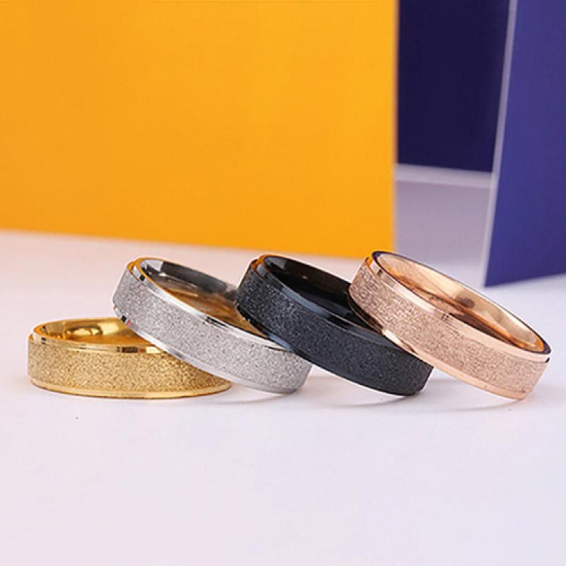 Men Women Wedding Band Ring Stainless Steel Matte-Rose Gold
