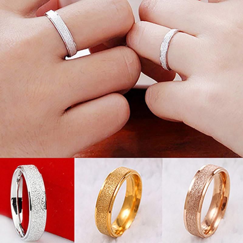 Men Women Wedding Band Ring Stainless Steel Matte-Rose Gold
