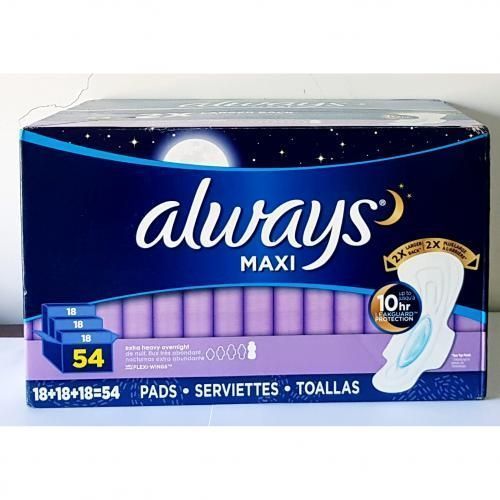 Maxi Overnight, Extra Heavy Overnight Pad - 54 Count