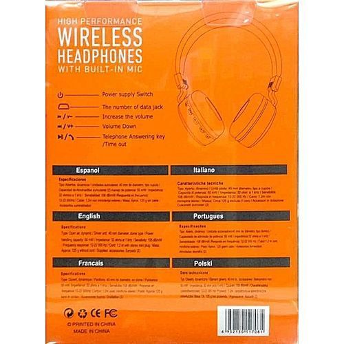Bluetooth Wireless Foldable Headphone Stereo - Black