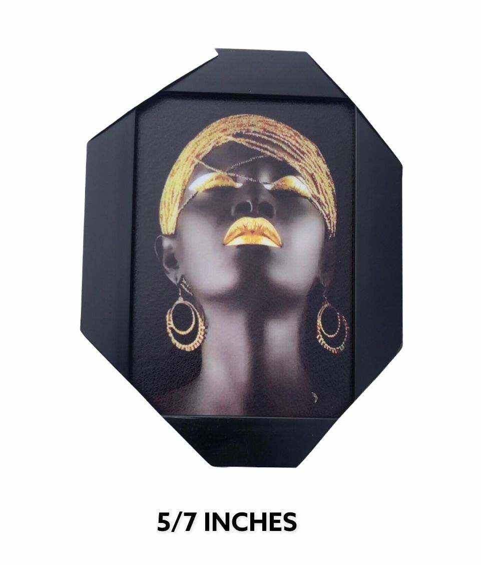 African Woman Golden Makeup Portrait Frame Wall Decoration