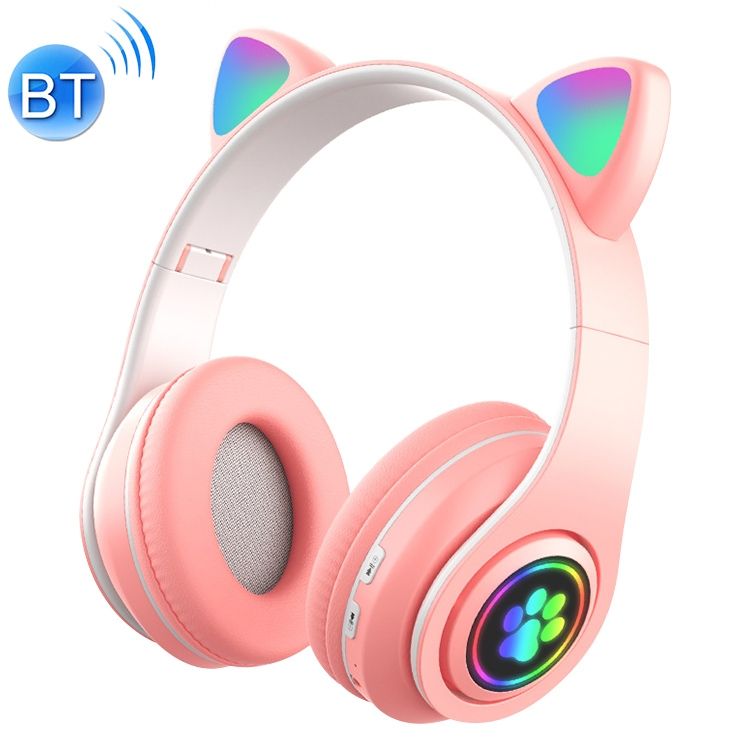 B39 Cat Ear Design Wireless Bluetooth Headset-Pink