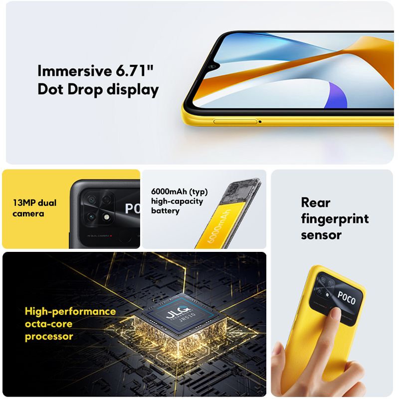 Poco C40 6.71” 4GB RAM/64GB ROM Android 11 - Black