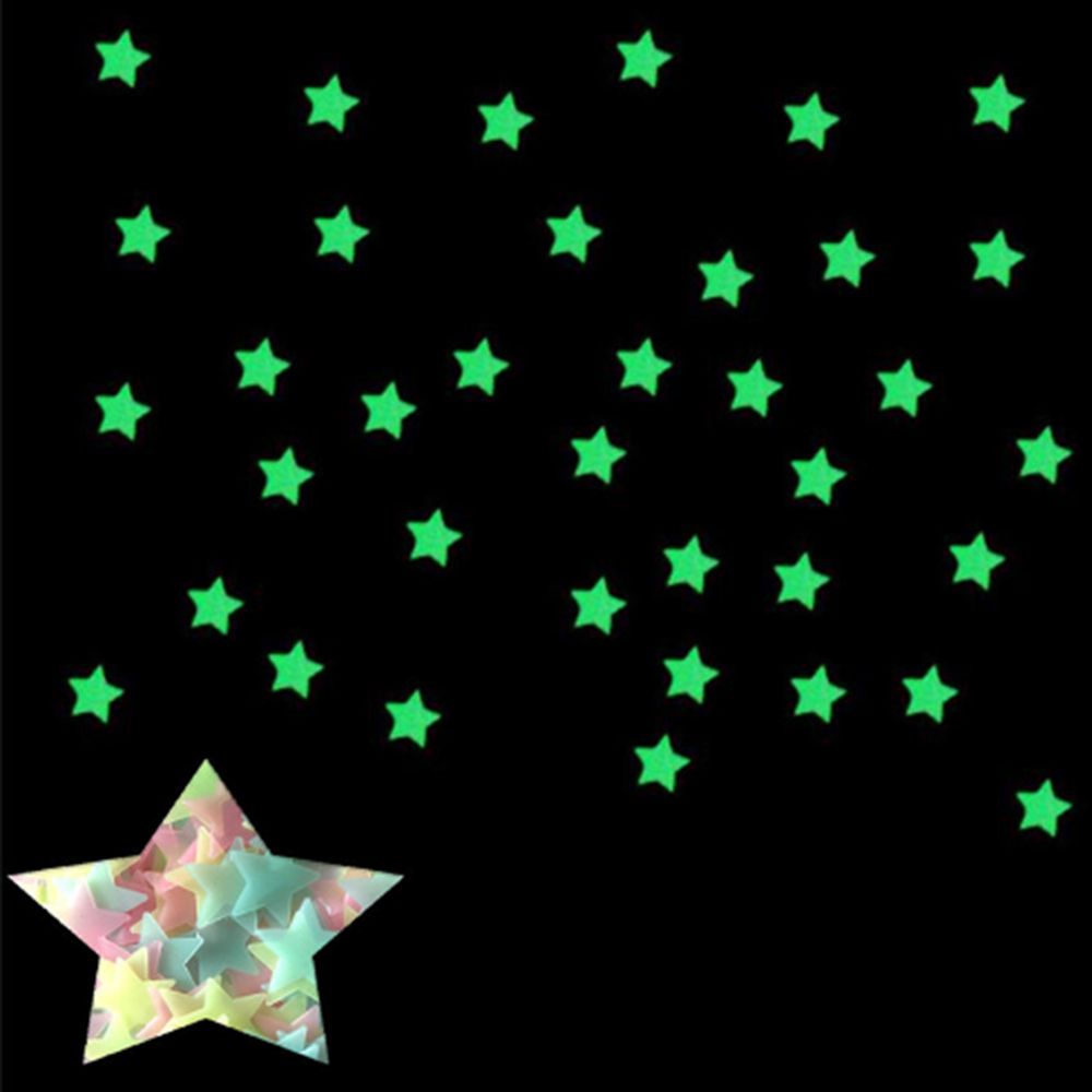 Glow In The Dark 3D Stars Wall Stickers 100Pcs Luminous
