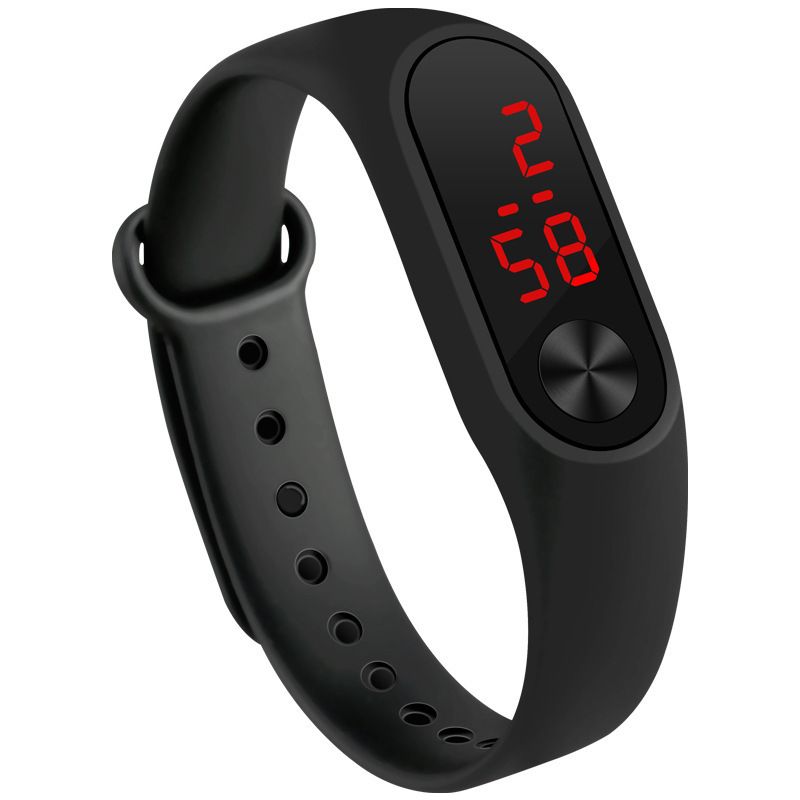 Luminous Led Digital Panel Design Unisex Wristwatch-Black