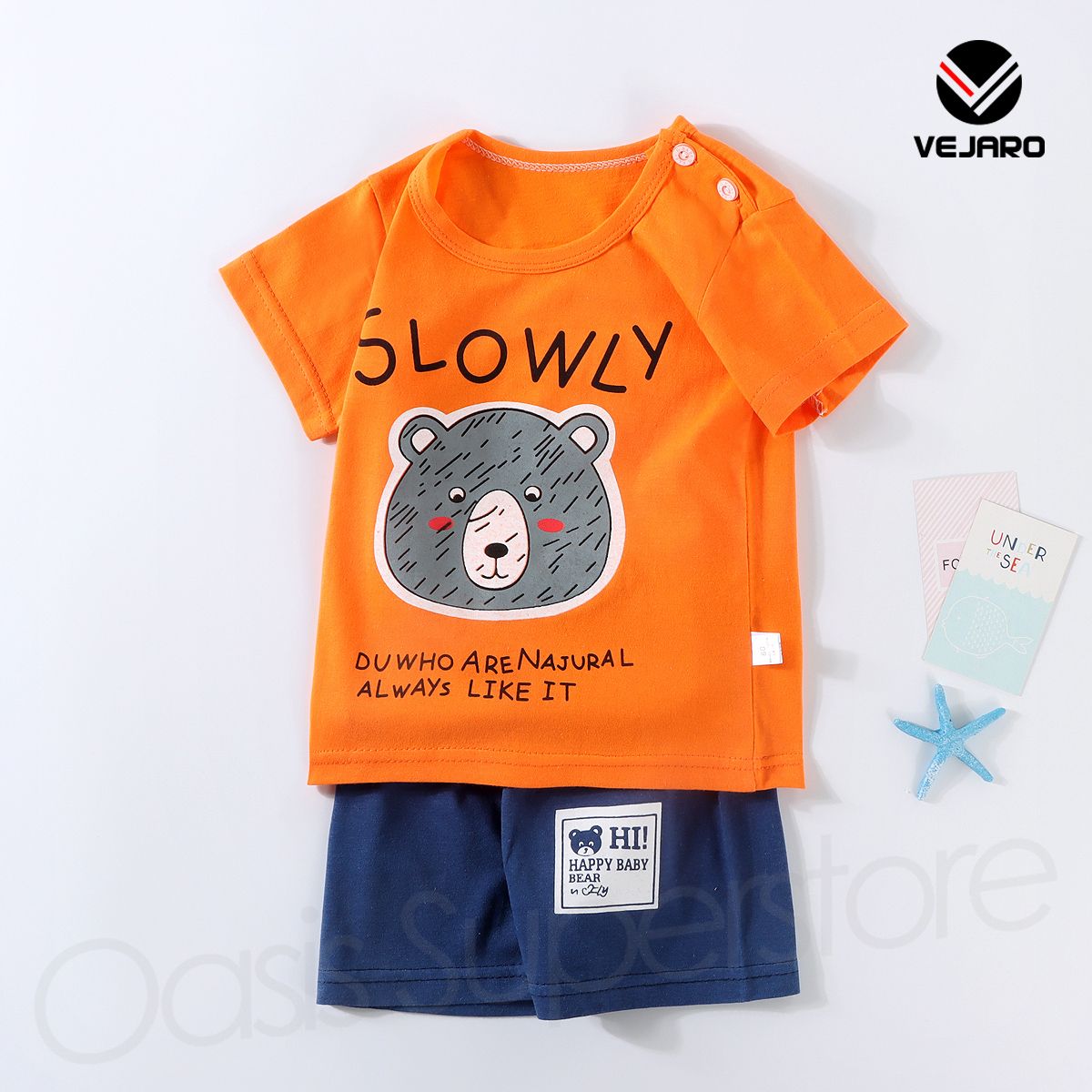 BC004 Infant Baby Clothes Sets Pattern Bear-Orange