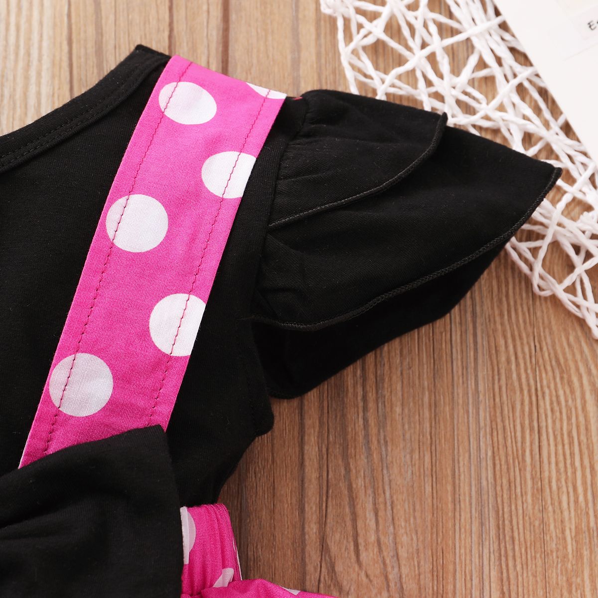 Toddler Baby Girls Cute Outfit Set Short Sleeves Shirt Polka Dot Suspender Skirt