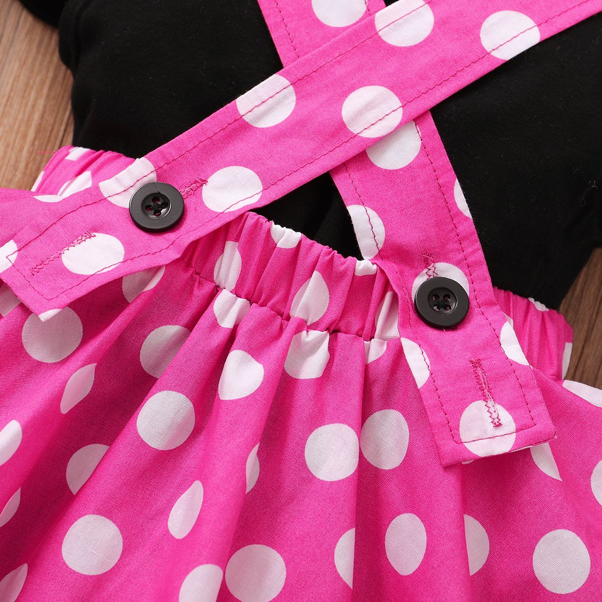 Toddler Baby Girls Cute Outfit Set Short Sleeves Shirt Polka Dot Suspender Skirt