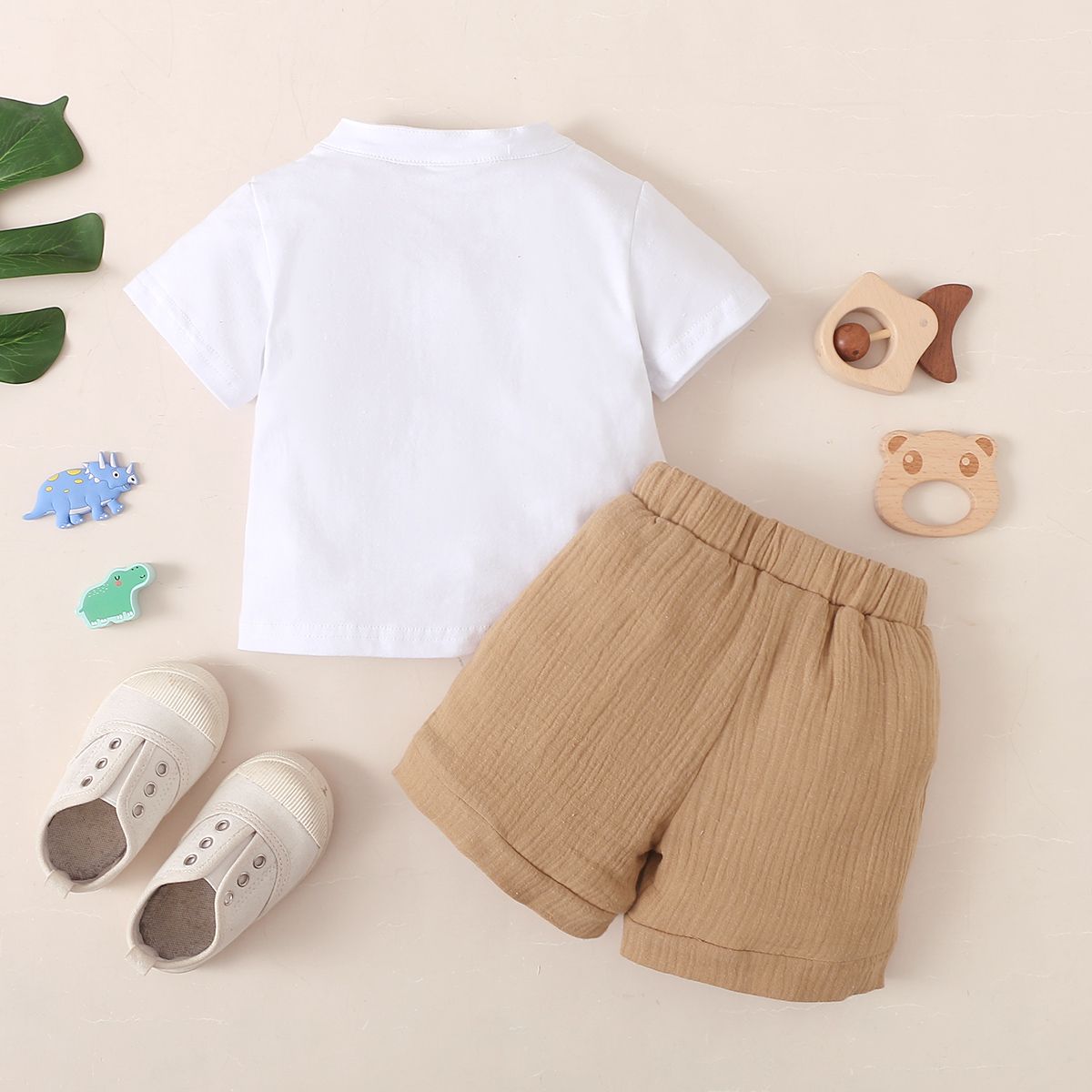 3-24 Months Baby Boy Summer Plain Color Cotton Clothes Set
