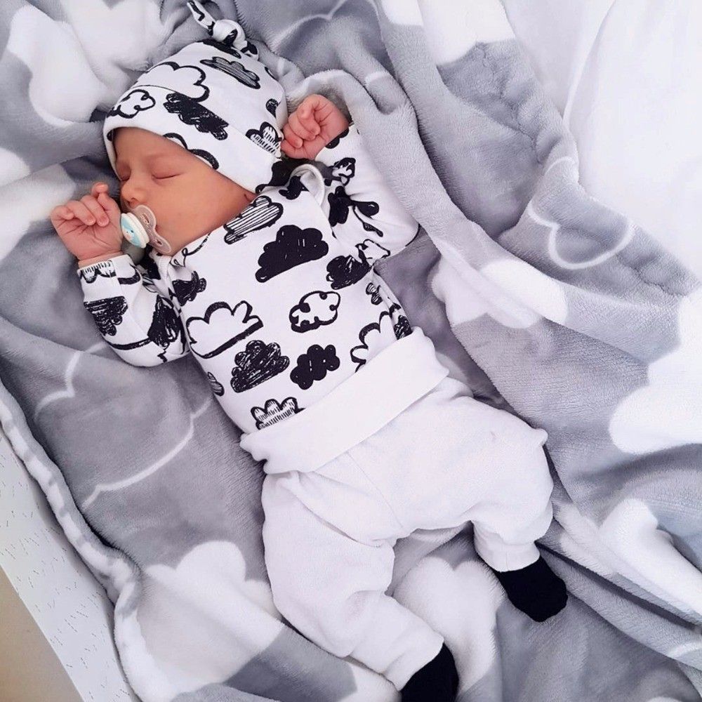 Baby Boys Lovely Clouds Design Long Sleeves Clothes Set