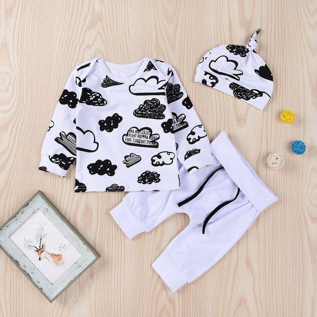 Baby Boys Lovely Clouds Design Long Sleeves Clothes Set