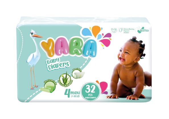 Baby Diaper Size 4 Maxi 7-14 Kg, Twin Pack (32 Pcs)