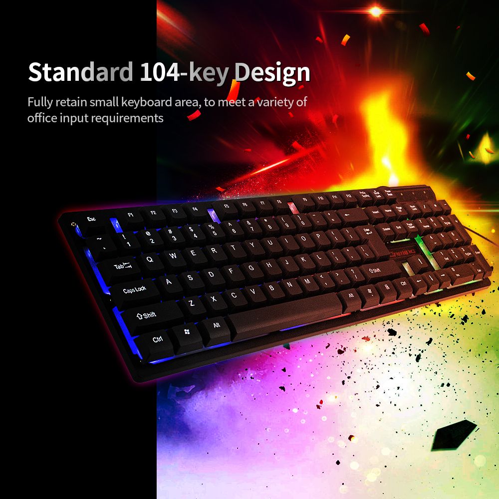 Wired Gaming Keyboard USB Three-color Backlight