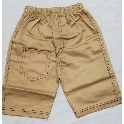Boys Short Sleeve Checked Collar T-Shirt With Chinos 3/4 Short - Yellow