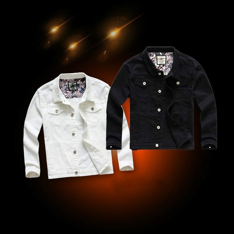 Men's Multi-color Stretch Cotton Denim Skinny Jacket Slim Regular Denim Jacket Classic Retro Lapel Casual Jeans Jacket
