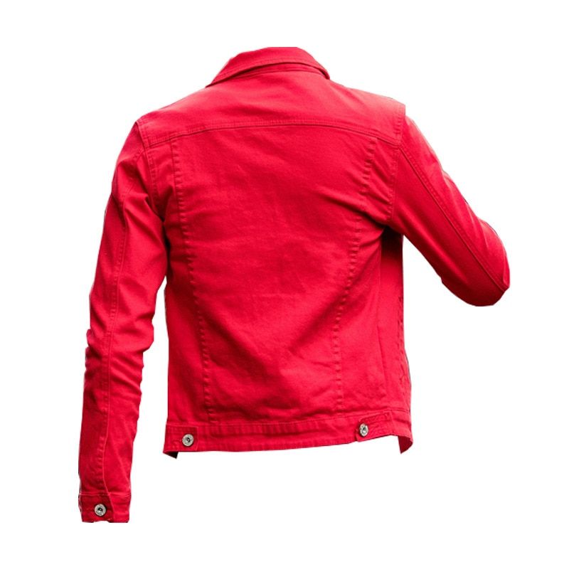 Men's Multi-color Stretch Cotton Denim Skinny Jacket Slim Regular Denim Jacket Classic Retro Lapel Casual Jeans Jacket